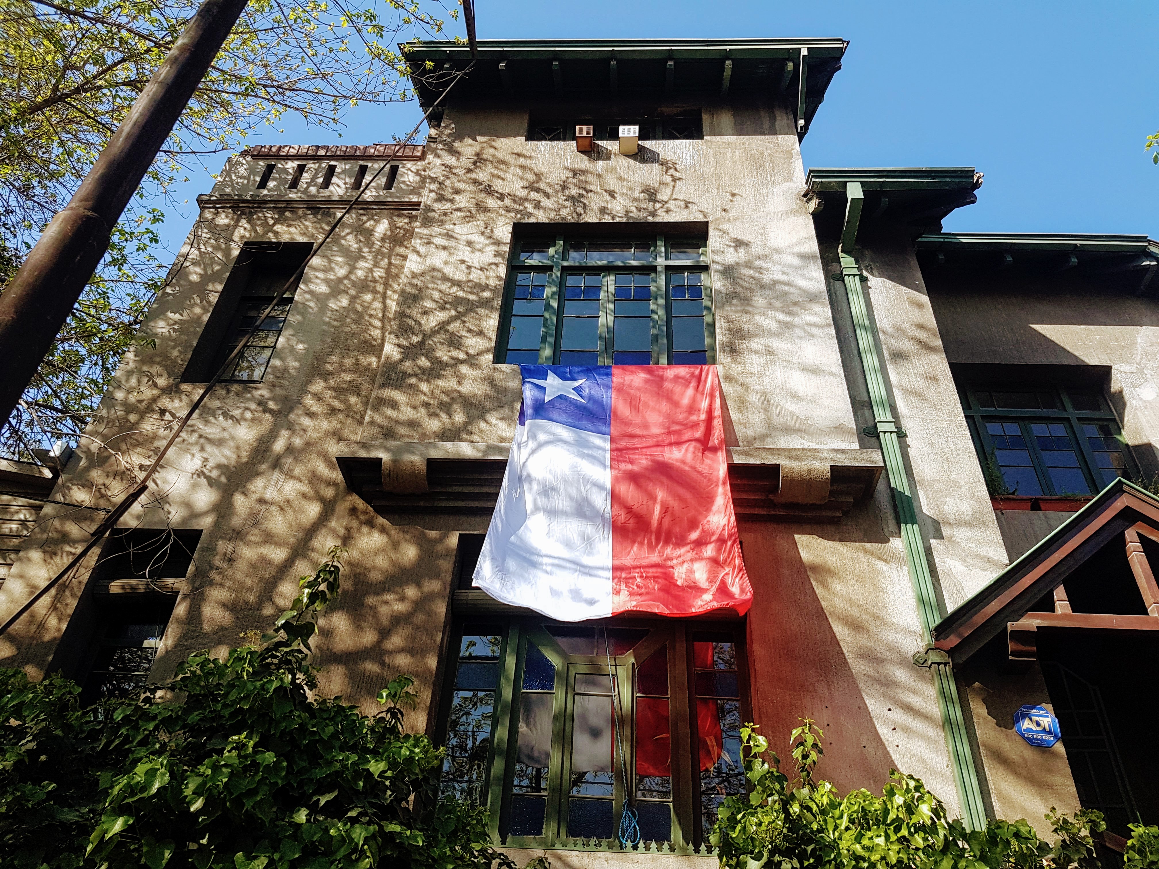 Chile's flag on side of building