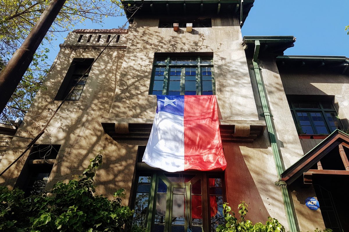 Chile's flag on side of building